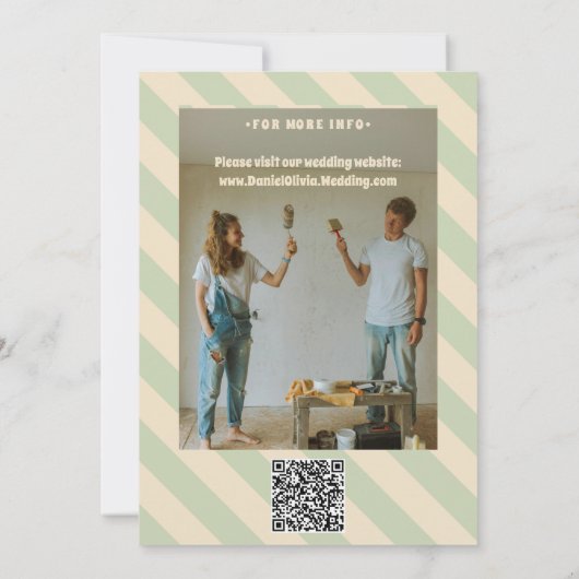 Retro Groovy Kleurrijke Golvende Boho Bruiloft Save The Date (Achterkant)