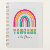 Retro Groovy Kleurrijke Rainbow Teacher Planner (Voorkant)