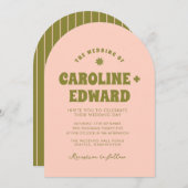 Retro Groovy Kleurrijke Wavy Boho Bruiloft QR Code Kaart (Voorkant / Achterkant)