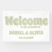 Retro Groovy Kleurrijke Wavy Boho Wed Seating Char Spandoek (Horizontaal)