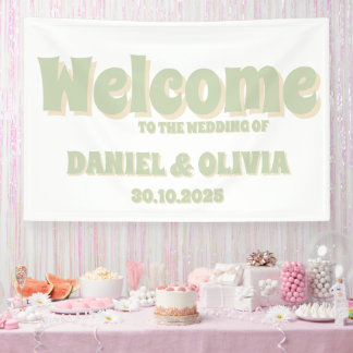 Retro Groovy Kleurrijke Wavy Boho Wed Seating Char Spandoek