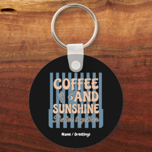 Retro Groovy Koffie en Zonneschijn Beter Samen Sleutelhanger
