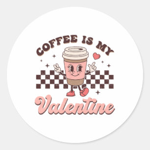 Retro Groovy Koffie Is M'n Valentijnsdag Koffie Li Ronde Sticker