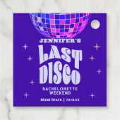Retro Groovy Laatste Disco Bachelorette Weekend Pa Bedankjes Labels (Achterkant)