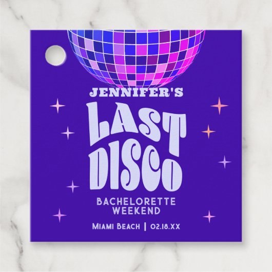 Retro Groovy Laatste Disco Bachelorette Weekend Pa Bedankjes Labels (Voorkant)