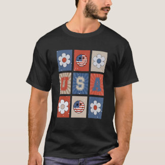 Retro Groovy Lachend Gezicht Amerika Vrijheid Onaf T-shirt