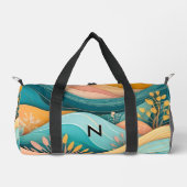 Retro Groovy Landschap Stijlvol Monogrammed Plunjezak (Voorkant)