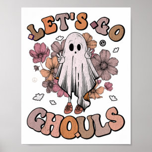 Retro Groovy Laten we gaan Ghouls Ghost 70s Hippie Poster