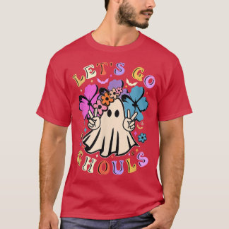 Retro Groovy Laten we gaan Ghouls Halloween Ghost  T-shirt