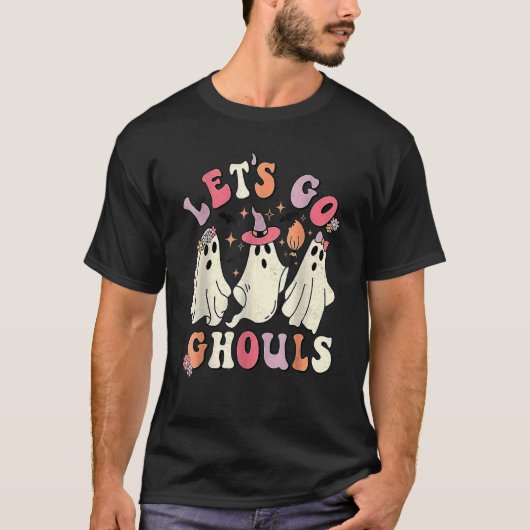 Retro Groovy Let's Go Ghouls Halloween Ghost Outfi T-shirt (Voorkant)
