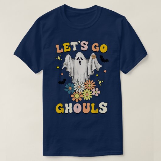 Retro Groovy Let's Go Ghouls Halloween Ghost Outfi T-shirt (Design voorkant)