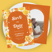 Retro Groovy Levendige Kleurrijke Bloemen Bloemen  Kaart