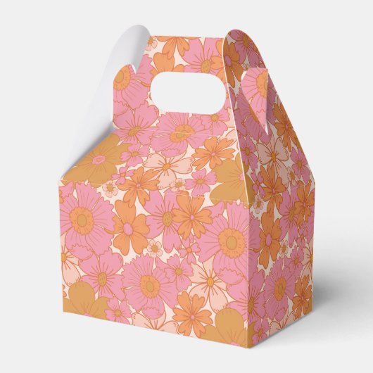 Retro Groovy Levendige Roze Baby in Bloom Boho Bedankdoosjes (Achterkant)