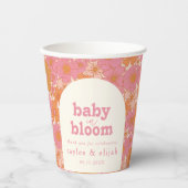 Retro Groovy Levendige Roze Baby in Bloom Boho Papieren Bekers (Voorkant)