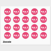 Retro Groovy Levendige Roze Bruiloft Ronde Sticker (Vel)