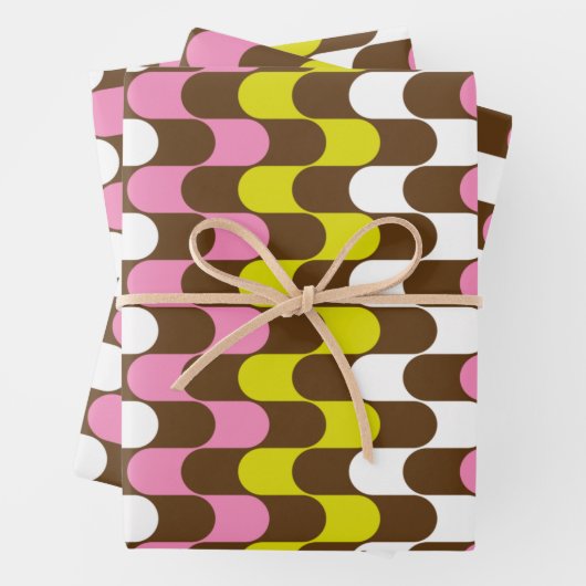 Retro Groovy Limoen roze bruin Abstract kunstpatro Inpakpapier Vel (In situ)