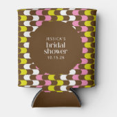 Retro Groovy Limoen Roze en bruin Vrijgezellenfees Blikjeskoeler (Voorkant)