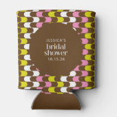 Retro Groovy Limoen Roze en bruin Vrijgezellenfees Blikjeskoeler (Achterkant)