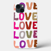 Retro groovy LOVE golvende letters herhalingspatro Case-Mate iPhone Case (Achterkant)