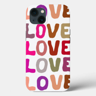 Retro groovy LOVE golvende letters herhalingspatro iPhone 13 Hoesje
