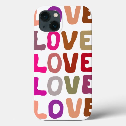 Retro groovy LOVE golvende letters herhalingspatro Case-Mate iPhone Case (Achterkant)