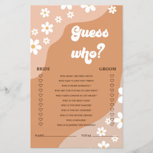 Retro Groovy Madelief Bruiloft Shower Spel Flyer