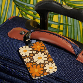 Retro Groovy Madeliefjes Bloem Motief Bagage Label