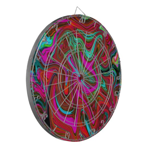 Retro Groovy Magenta, Red en Blue Abstract Art Dartbord (Voorkant Links)