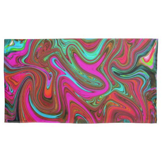 Retro Groovy Magenta, Red en Blue Abstract Art Kussensloop (Voorkant-Links)