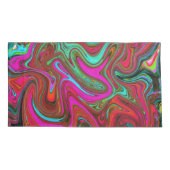 Retro Groovy Magenta, Red en Blue Abstract Art Kussensloop (Achterkant-Links)