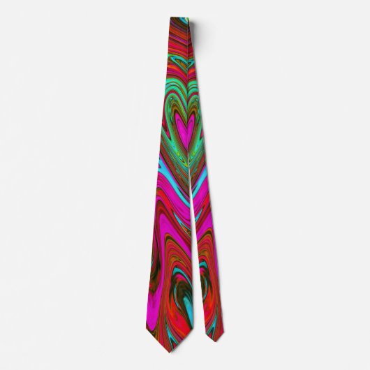 Retro Groovy Magenta, Red en Blue Abstract Art Stropdas (Voorkant)