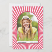 Retro groovy magenta roze zonnestralen 70s Afstude Kaart (Achterkant)