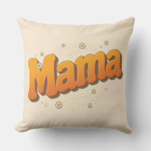 Retro Groovy Mama 70s Typografie Boho Worp Kussen