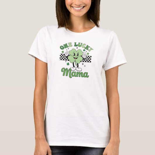 Retro Groovy Mama Clover Mascot Design T-shirt (Voorkant)