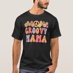 Retro Groovy Mama en de familie, 1e verjaardag T-shirt