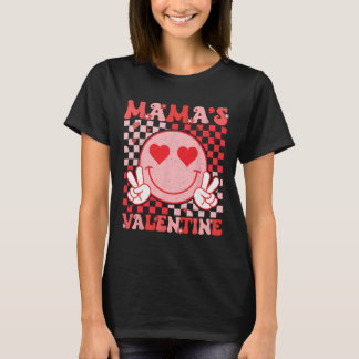 Retro Groovy Mama Is Mijn Valentijn Glimlachend Ge T-shirt