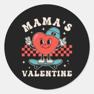 Retro Groovy Mama is mijn Valentijn Schattige Hear Ronde Sticker