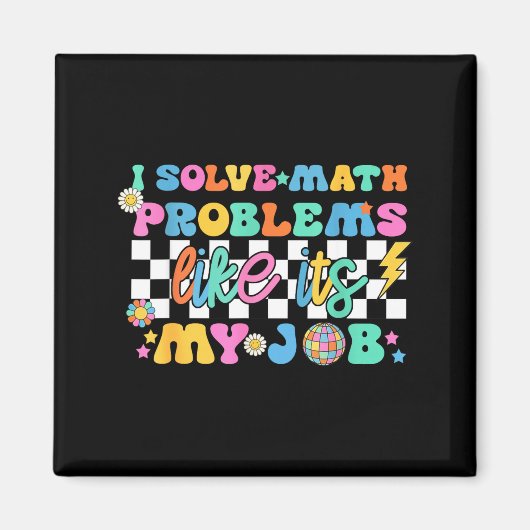 Retro Groovy Math Teacher Funny Back To School Gif Magneet (Voorkant)