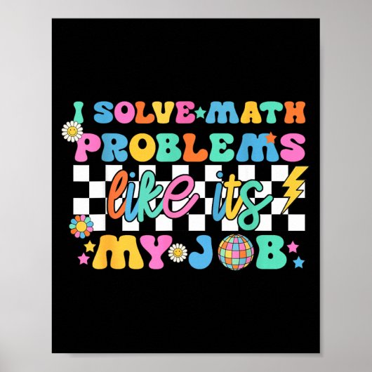 Retro Groovy Math Teacher Funny Back To School Gif Poster (Voorkant)
