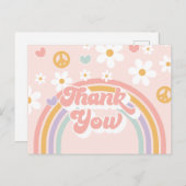 Retro Groovy Meisje Regenboog Verjaardag Briefkaart (Voorkant / Achterkant)