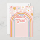 Retro Groovy Meisje Regenboog Verjaardag Briefkaart (Voorkant / Achterkant)