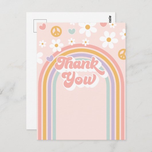 Retro Groovy Meisje Regenboog Verjaardag Briefkaart (Voorkant / Achterkant)