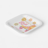 Retro Groovy Meisje Schaatsen Verjaardagsfeest Papieren Bordje (Gebogen)