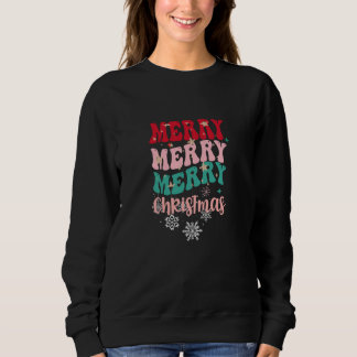 Retro Groovy Merry Christmas Wavy Tekst Trui