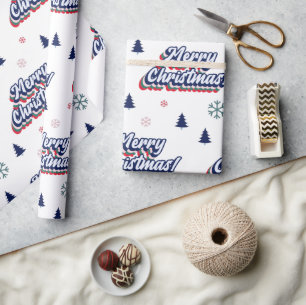 Retro Groovy Merry Kerstfeestjaren Cadeaupapier