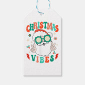 Retro Groovy Merry kerstvibes Funny Santa Cla Cadeaulabel (Voorkant)