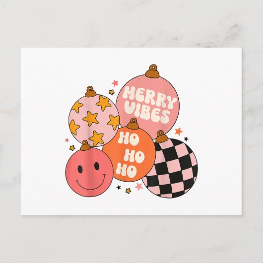 Retro Groovy Merry Vibes Santa Clau Feestdagenkaart (Voorkant)