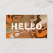 Retro Groovy Metallic Squiggles Sinaasappel Bruin Visitekaartje (Voorkant)
