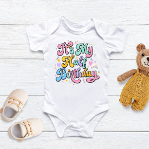 Retro Groovy Mijn Halve Verjaardag 6 Maanden Mijlp Romper