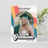 Retro Groovy Modern Arch Photo Afstuderen Kaart (Staand voorkant)